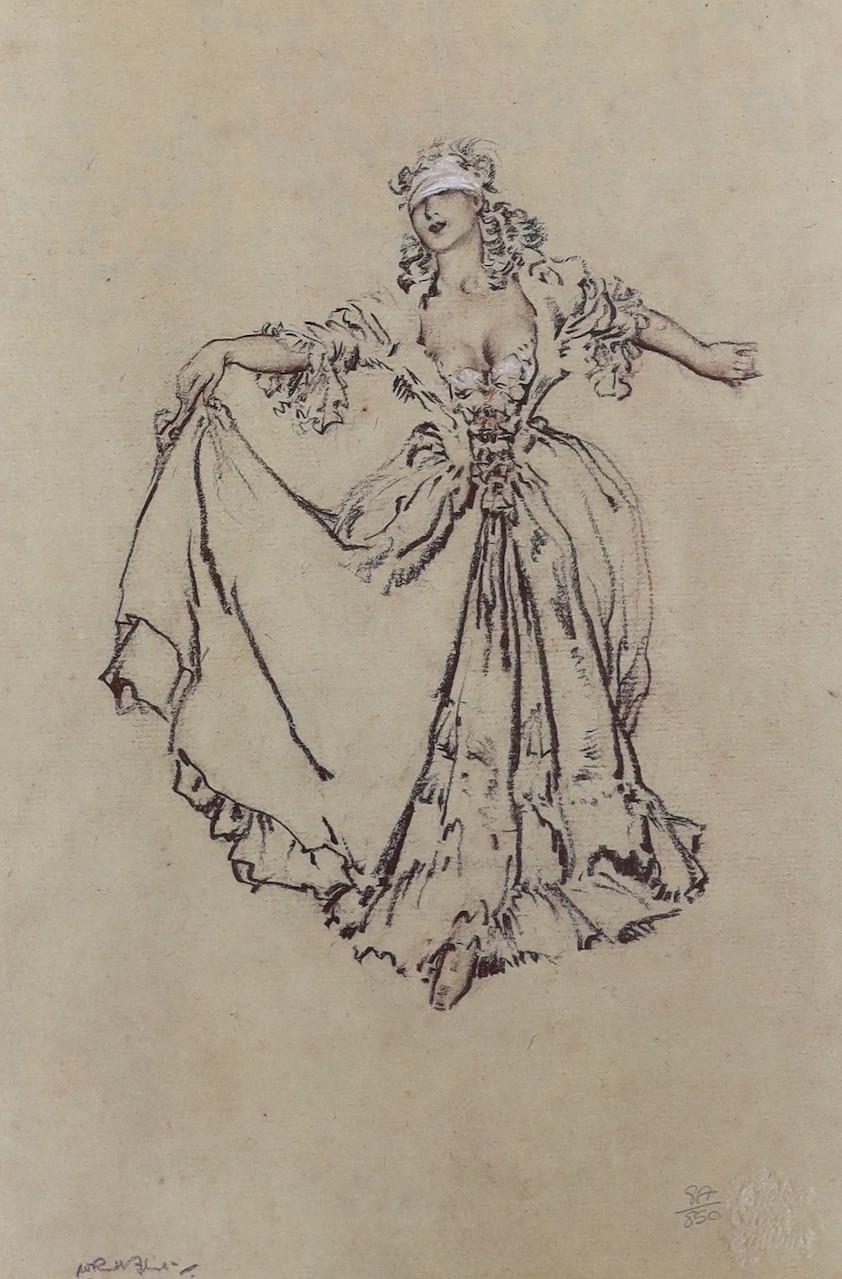Sir William Russell Flint, limited edition print, Madame du Barry playing blind mans bluff, numbered 817/850, 33 x 22cm